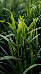 Obraz premium Close-up view of vibrant green grass blades (2)