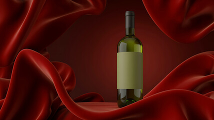 wine bottle mockup in studio setting for advertising
