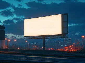 Blank Billboard at Dusk: Urban Night Scene