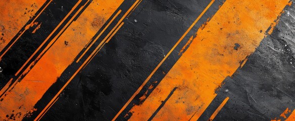 Fototapeta premium Abstract Artistic Background with Bold Orange Stripes over Dark Textured Surface for Design and Creative Projects