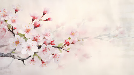 vintage white and pink sakura oil art print background poster decorative painting 