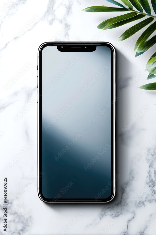 Poster empty smartphone screen mockup prepared for presenting your application or design concept.