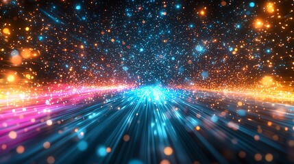 Obraz premium Abstract Light Streaks and Particles Background