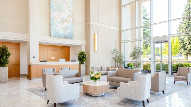 Modern, bright medical reception area