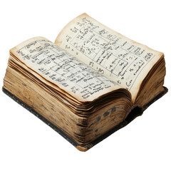 Vintage accounting ledger book antique financial record keeping concept on transparent background