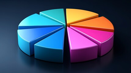 Obraz premium Colorful pie chart illustrating data distribution in a digital format for presentations and reports