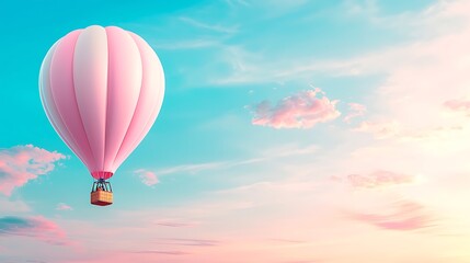 Fototapeta premium Beautiful Hot Air Balloon Floating in a Colorful Sky at Dusk