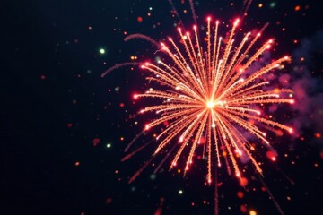 Fototapeta premium Firework bursts in mid-air with colorful explosive effects, , burst