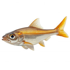 Fototapeta premium Isolated golden fish swimming in dark background aquatic animal theme on transparent background