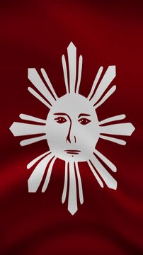 Tagalog People Waving Flag in Vertical Orientation. Realistic Flag Animation. Seamless Loop Background.