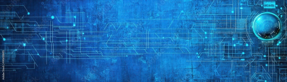 Poster Abstract grungy cyber tech background Scifi circuit design Blueprint on old grungy surface Futuristic technology design Cyber punk style