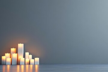 Fototapeta premium Abstract illuminated lamps on gray background Idea, teamwork and leadership concept 3D Rendering