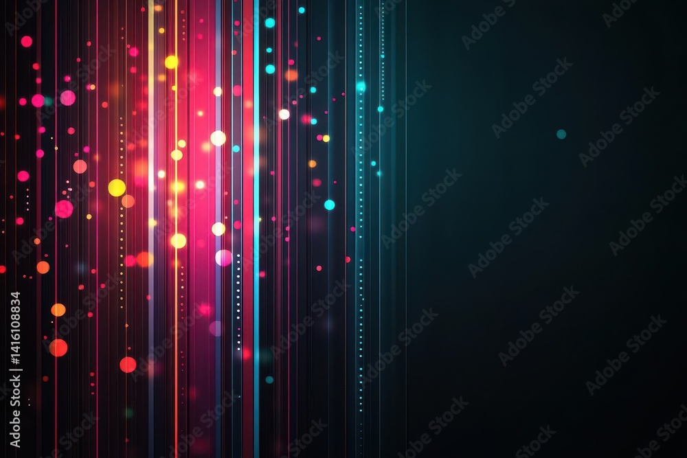 Poster abstract lines with dots over dark background