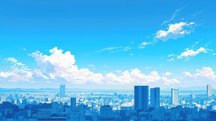 夏空の下に広がる都市の風景_1