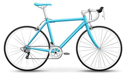 Obraz premium Bright Blue Bicycle with White Accents on a Clean Background