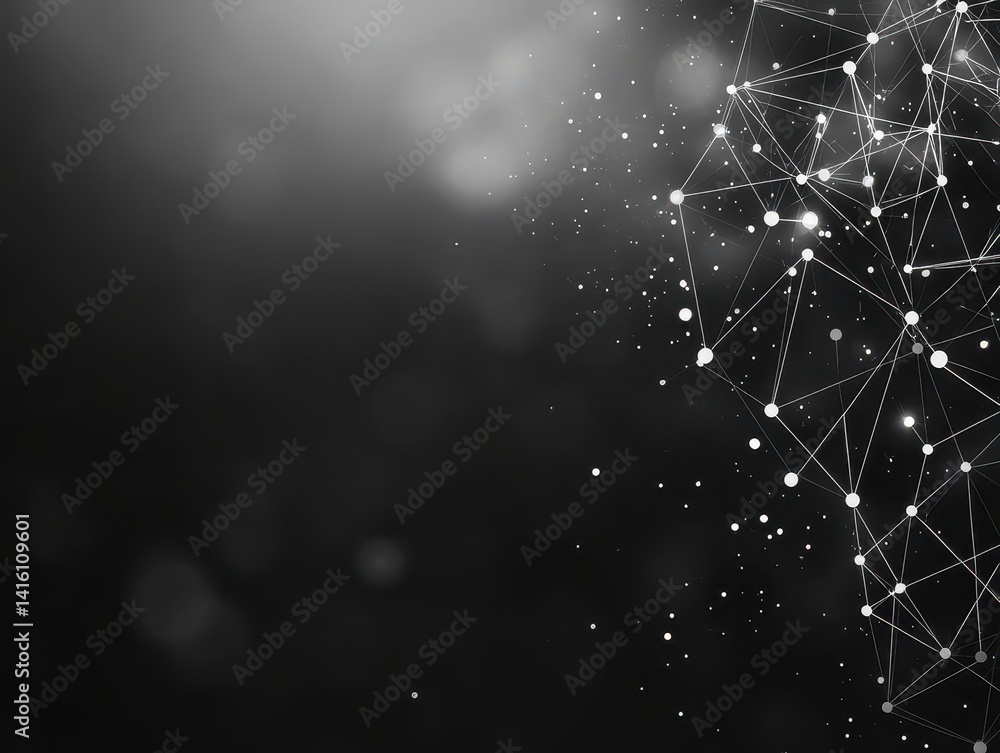 Poster Abstract polygonal space low poly dark background with connecting dots and lines Connection structure