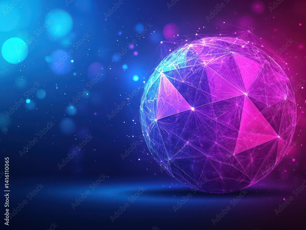 Aufkleber Abstract sphere background with plexus effect 3D surface Vector illustration