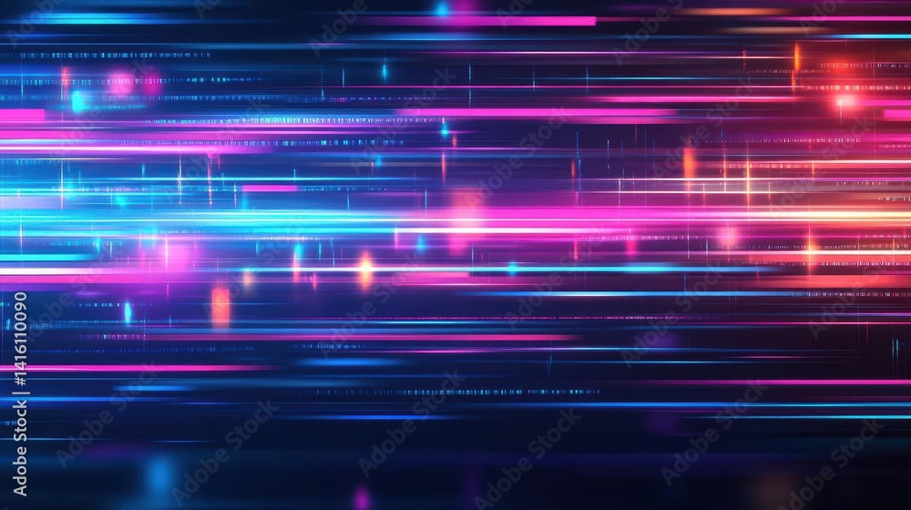 Poster Abstract speed glowing light bold colors background banner illustration  Speedy motion blur creating flashy pattern of straight lines for web banner and wallpaper design Generative