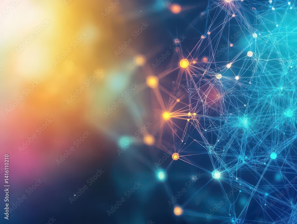 Poster Abstract tech network connection dots Digital technology and big data analysis background White background with plexus lines Geometric background with abstract mesh