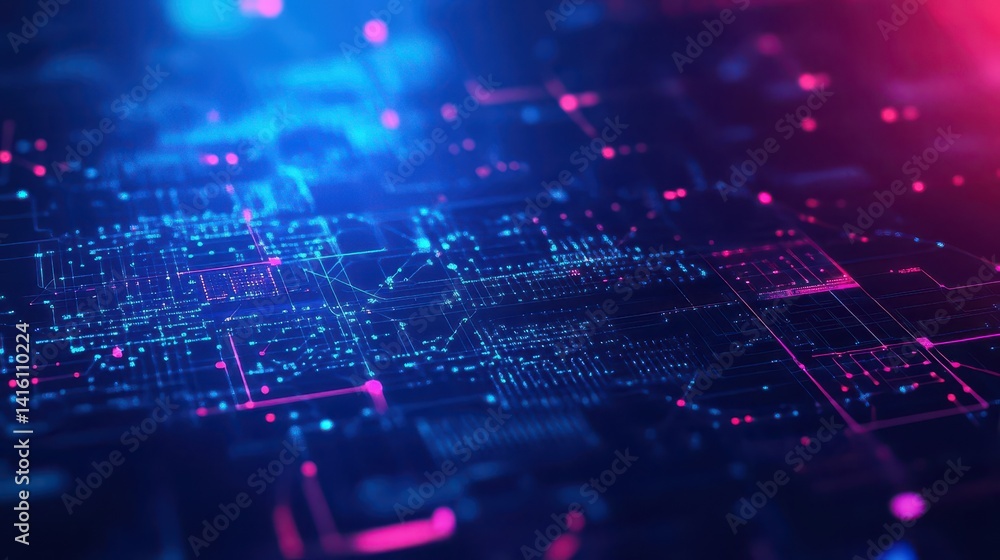 Leinwandbilder Abstract tech images that prevent internet network connectivity and hacking