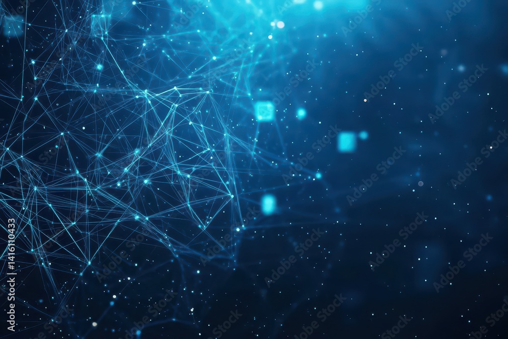 Poster abstract technology particles lines mesh background blue technology digital banner design