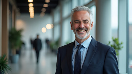 Portrait of a Successful Senior Businessman Consultant – Smiling in Modern Office Environment