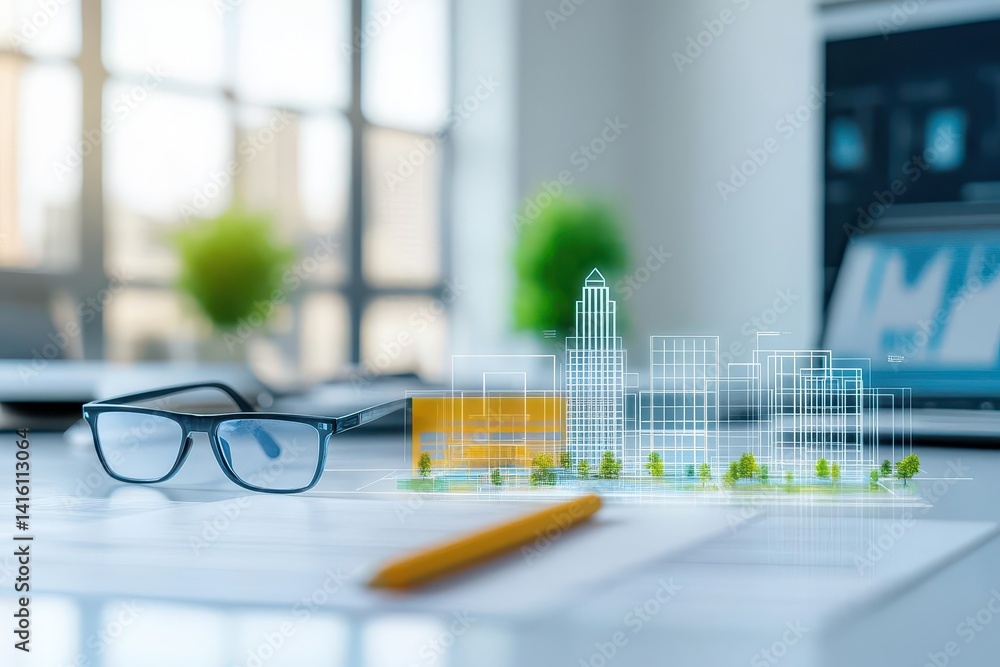 Aufkleber augmented reality prototype presentation in modern office setting