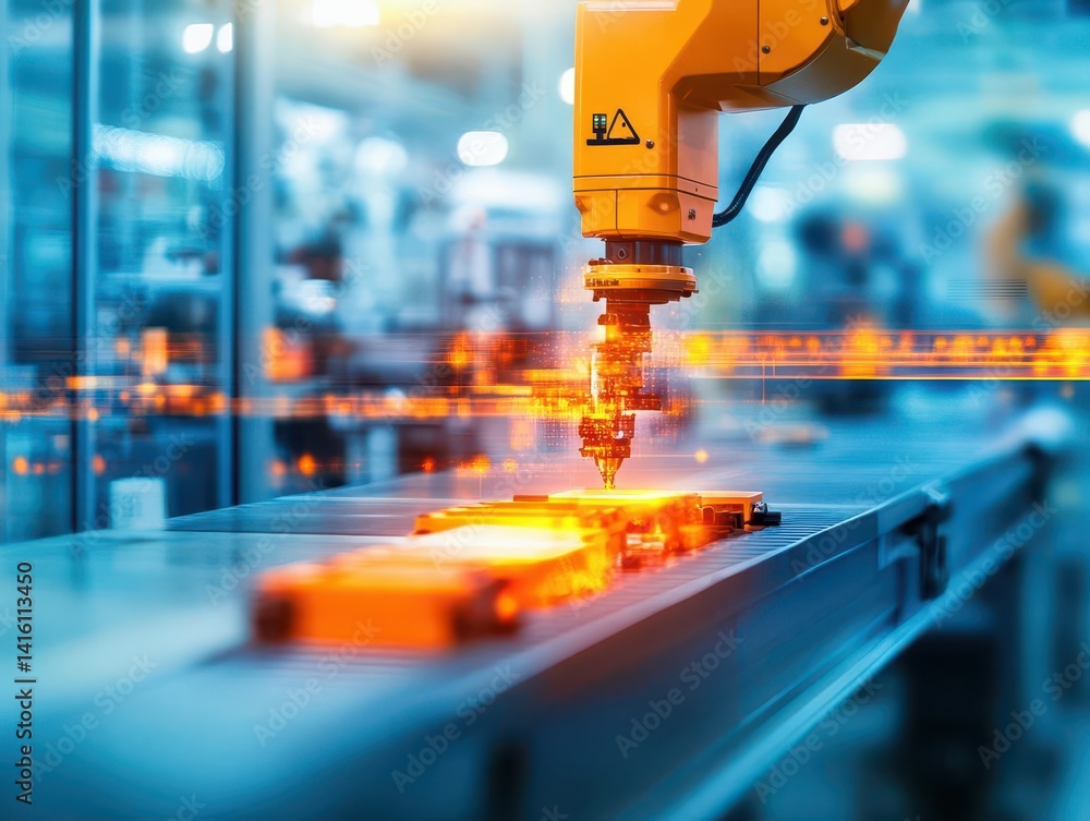 Poster automated production processes in a smart factory, enhancing efficiency and productivity