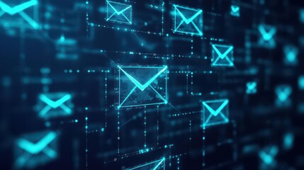 Automated email chain, strategic marketing grid, 3D illustration