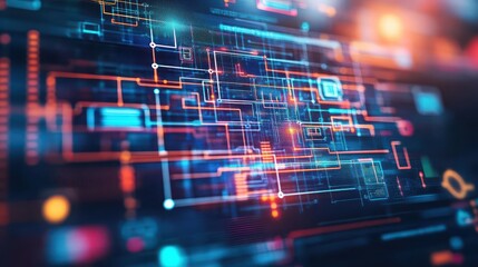 Fototapeta premium Automation system structure on virtual screen Smart manufacturing technology and internet of things concept