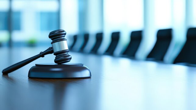 background with a judicial review meeting, showcasing legal experts discussing key constitutional issues around a conference table
