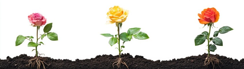 Blooming Roses in Soil