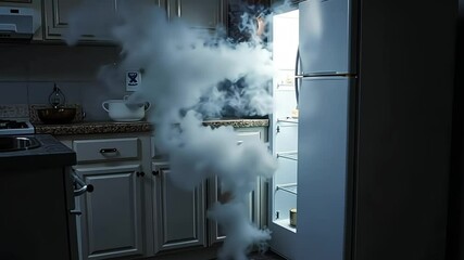 Smoke-Filled Kitchen Emergency. Household accident, safety hazard, appliance malfunction