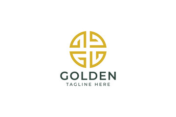 Elegant Golden Medallion Logo with Oriental Geometric Design for Corporate Identity