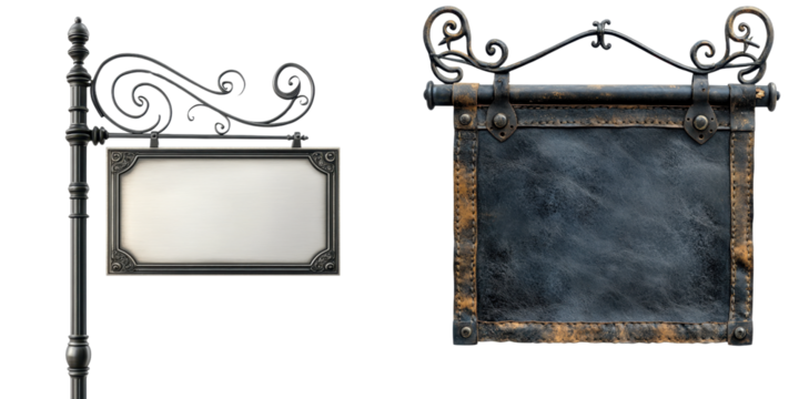 Ornate Decorative Signage with Elaborate Metal Frame Design