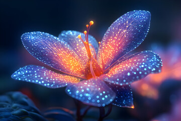 Glowing, translucent flower in vibrant colors
