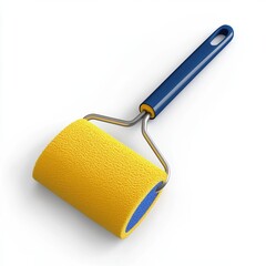 Obraz premium Yellow paint roller tool isolated on white background