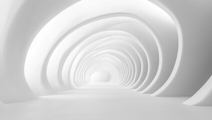 Obraz premium Abstract white tunnel with glowing end.