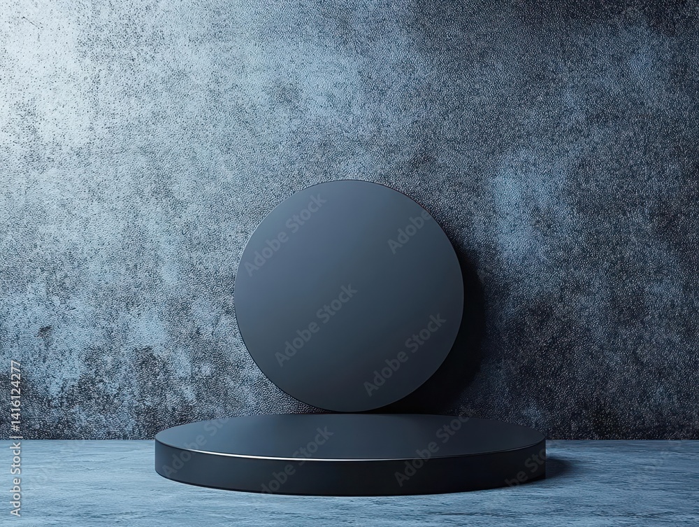 Fototapete black product podium display background stage on 3d luxury presentation showcase empty platform stud