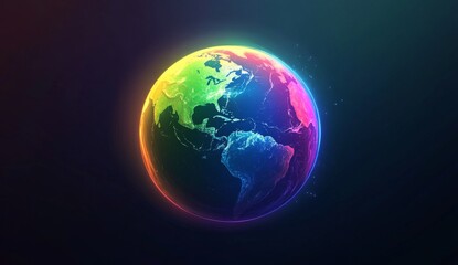 Fototapeta premium Vibrant rainbow glowing Earth globe.