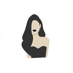 stylish illustration of woman with long hair and black lips, exuding elegance and confidence