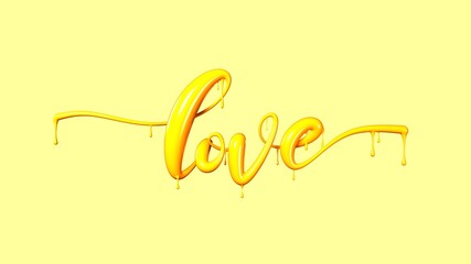 Yellow love sign on a yellow background.
Abstract 3D illustration.
