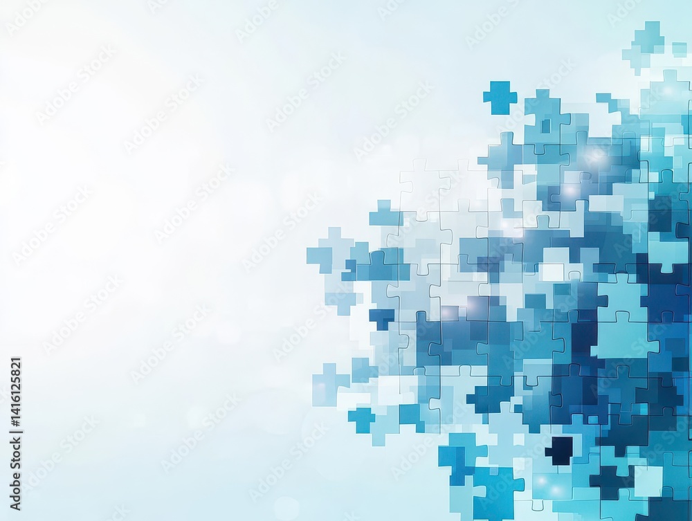 Poster blue abstract puzzle background