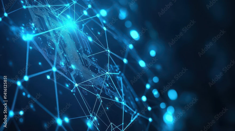 Poster blue abstract technology vector background,virtual reality communication network cyberspace business background,futuristic abstract circuit connection background