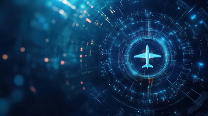 Obraz premium Blue global transportation technology interface