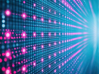 Naklejka premium Blue LED wall with pink pattern