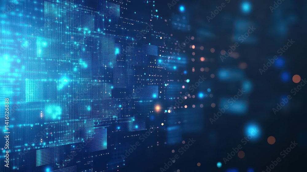 Poster blue tech finance background abstract pixel element network abstract business tech science backgroun