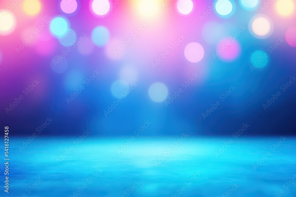 Poster Blurred Lights on blue gradient abstract background high light in middle design for presentation light blue gradient background  blue radial gradient effect wallpaper