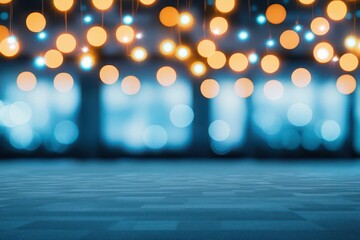 Blurry Hall Meeting with Bokeh Lights