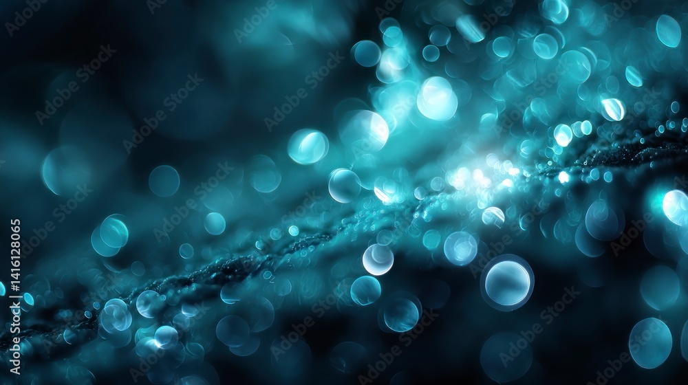 Poster abstract twine line with glowing blue bokeh lights background texture